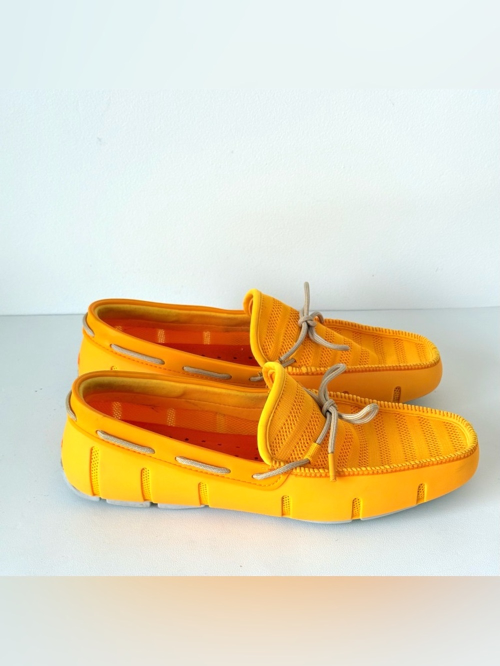Swims Men's Yellow Knit Woven Driver Slipon Loafers 10 - Picture 7 of 13